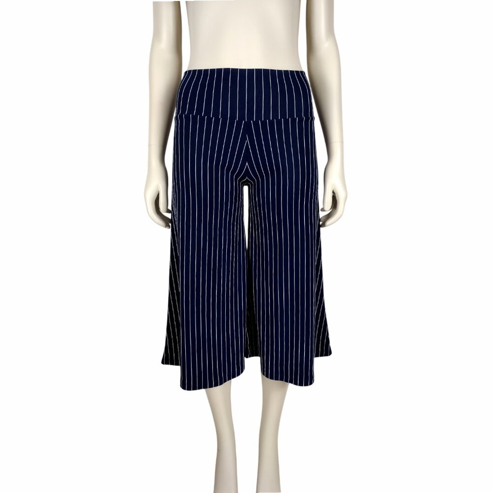 Vintage Y2K Navy Blue White Pin Stripe Stretch Knit Sailor Pinup Culottes XS
